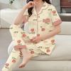 Simple and Sweet Floral Pajamas Women's Summer Imitation Cotton Short-sleeved Trousers Medium Young Women's Loungewear Set