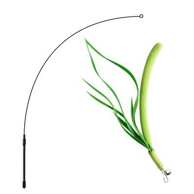 GHOSTCAT Cat Toy, Silver Grass (Green Foxtail Grass) Cat Toy, Durable Cat Toy with Fishing Rod, Perfect for Solo Play, Reduces Stress, and Helps Cats