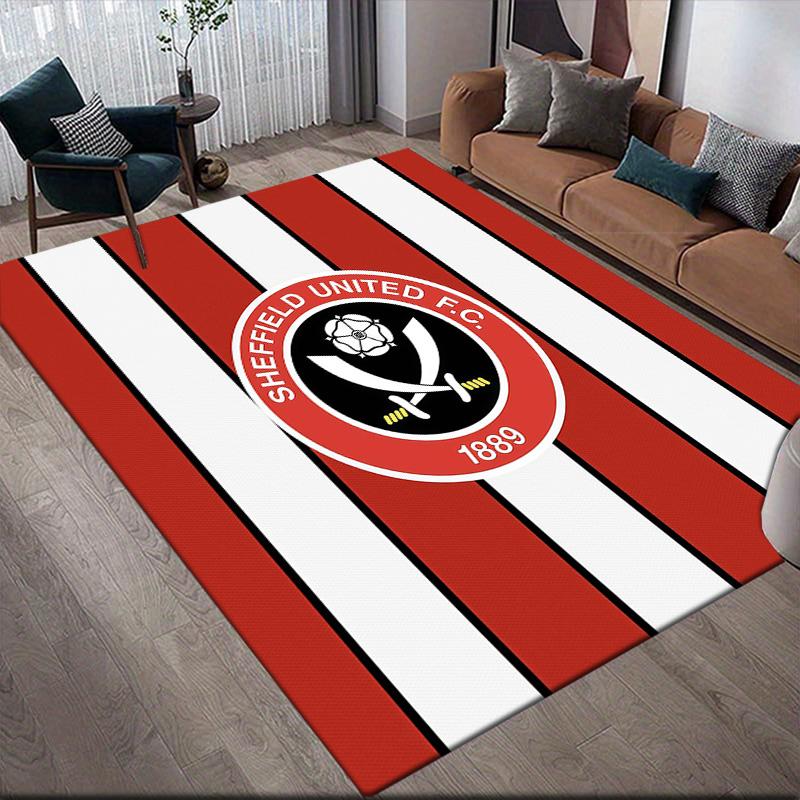 Sheffield United Football Club Flannel Pattern Square Carpet,Area Rug,Carpet Rug for Living Room Bedroom Sofa Playroom Decor,Non-slip Floor Mat