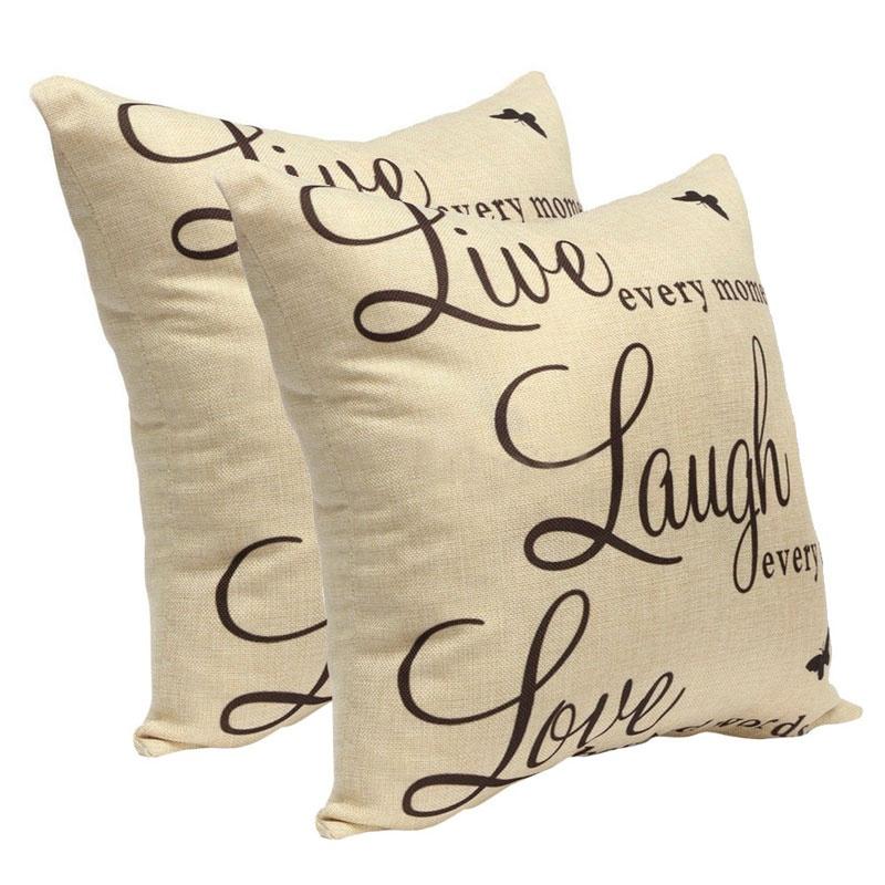 Nieuwe Live Laugh Love Quotes Kussenhoes Woondecoratie Katoenen Linnen Kussensloop