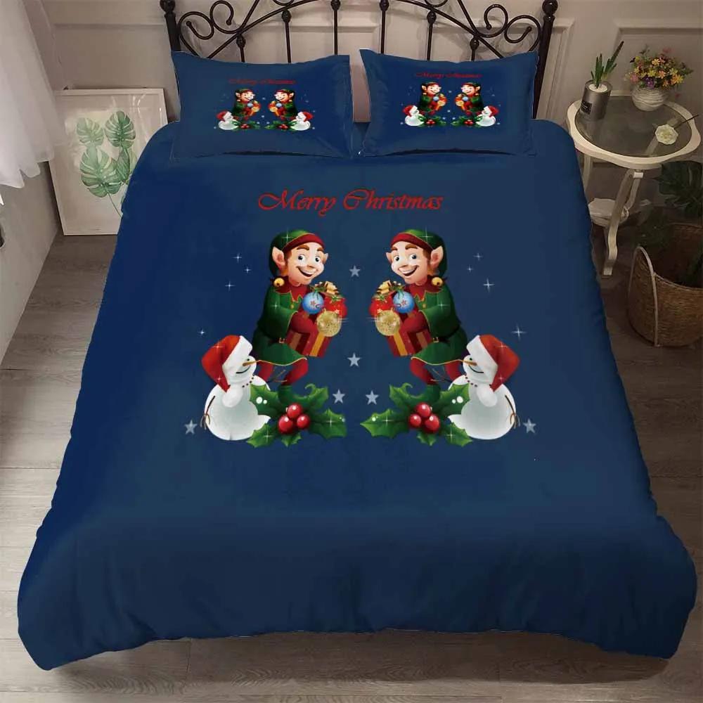 Printed Snow Santa Duvet Cover Sets King Size Bedding Set Soft Comfortable Bed Linens Bedclothes Home Textile For Christmas New