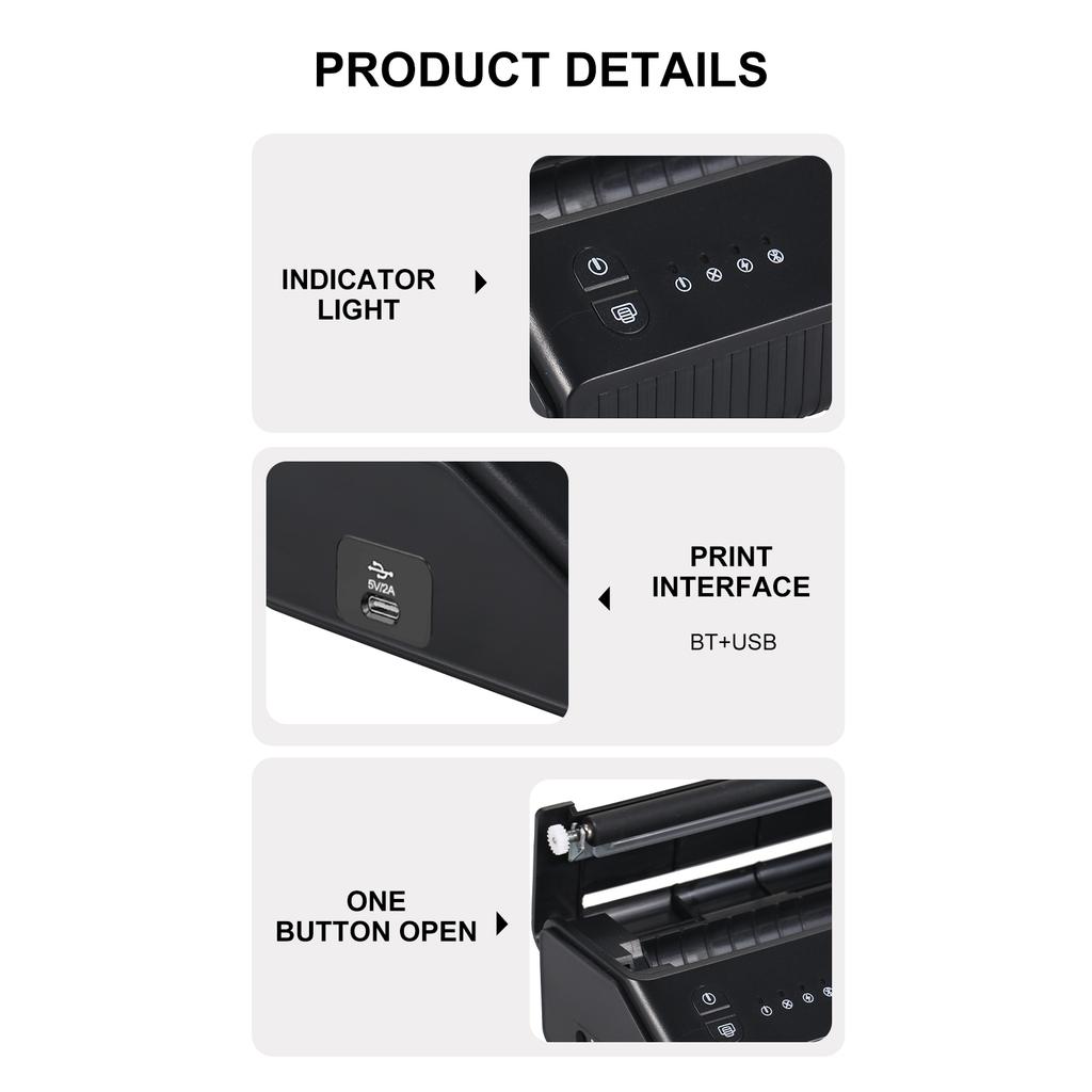 Thermal Printer Wirelessly Photo Tester Paper Printer Portable 203DPI Tattoo Transfer