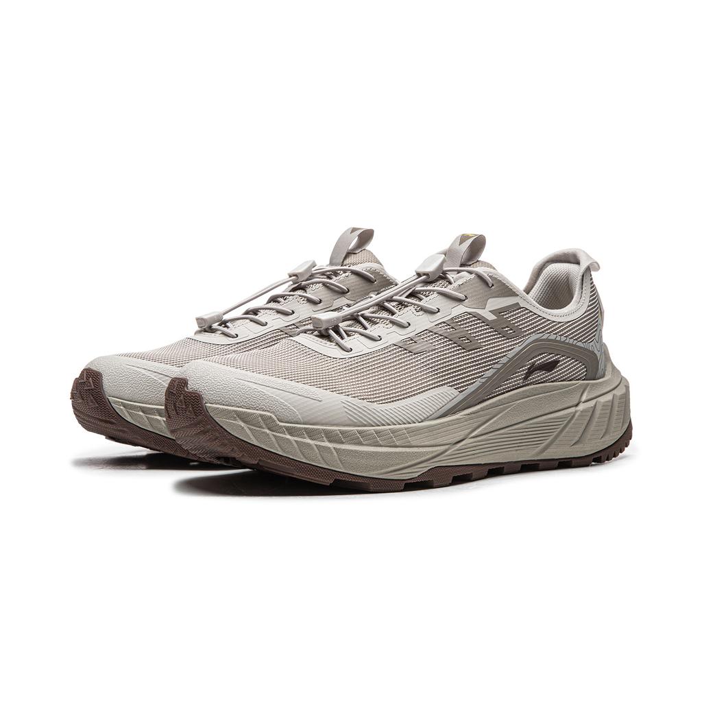 Li Ning Chuo Ye V2 Cushioning Slip Resistant Abrasion Resistant Rebound Low top Trail Running Shoes Men's Taupe ARSW123-4