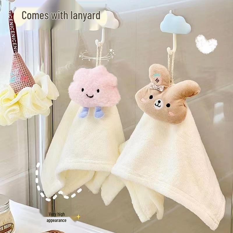 Adorable Coral Fleece Hanging Hand Towel - Absorbent Towel for Kitchen & Bathroom, Perfect Children's Gift