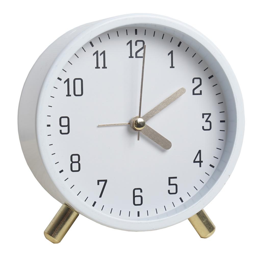 European-Style Alarm Clock New Quartz Minimalist Silent Children's Clock Living Room Desktop Round Creative Student Analog Table Clock