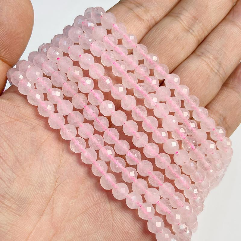 6MM Faceted Round Spacer Gem Stone Beads Loose Crystal Quartz Jaspers Bead For Beadwork Jewelry Making Women Bracelet Necklace