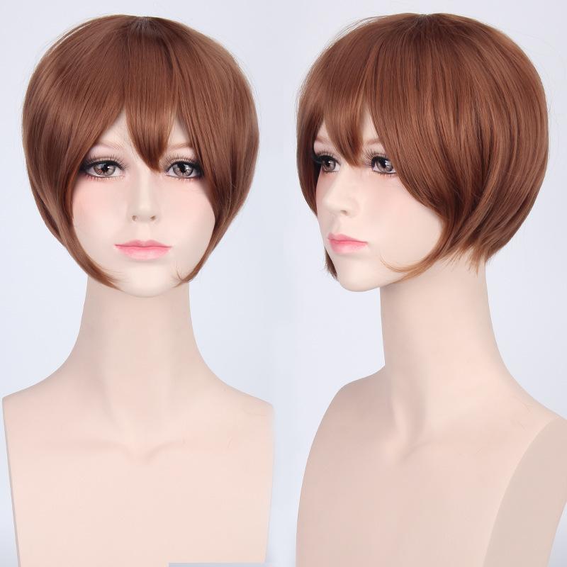 European American Cosplay Wig Multi Colored Versatile Face Hugging Short Hair Black White Bobo Headband