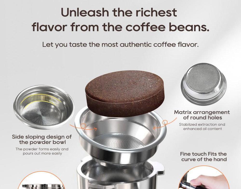 HiBREW 19Bar Semi Automatic Espresso Coffee Machine Temperature Adjustable 58mm Portafilter Cold/Hot Coffee Maker Metal CaseH10A