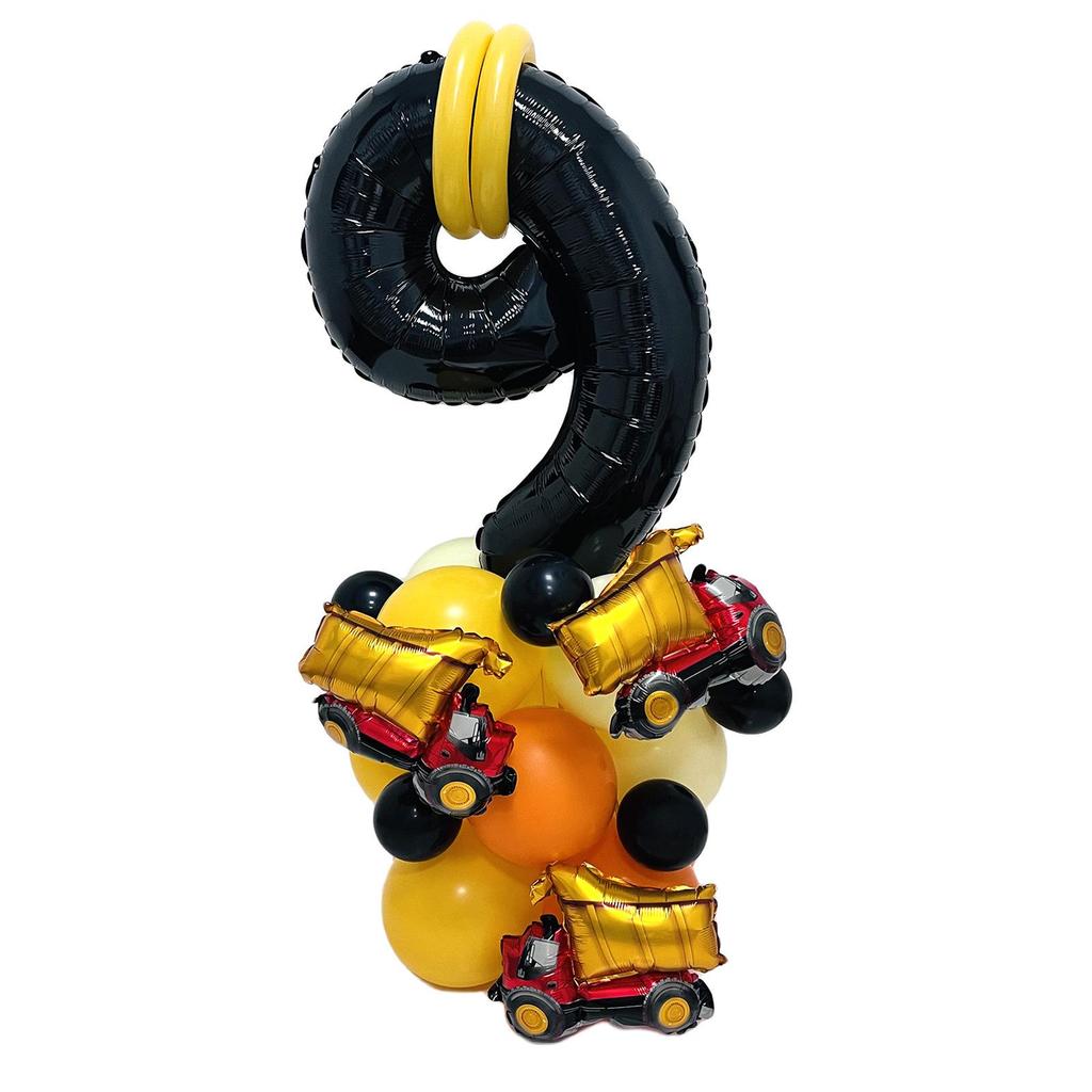 32" Black Car-Themed Number Balloon Set for Events