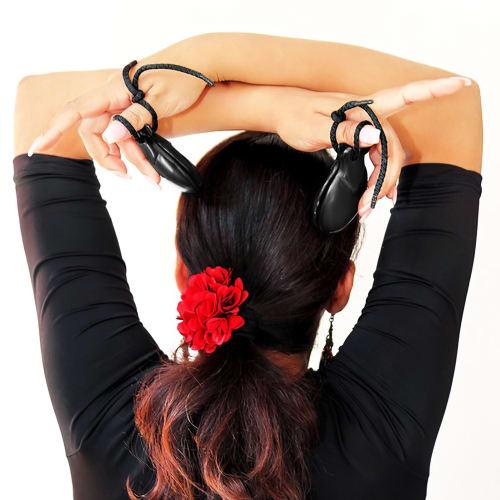 Abaodam 1 Pair Wooden Spanish Castanets, Traditional Hand Percussion Castanets, Educational Musical Percussion Instrument with Rhythm Board