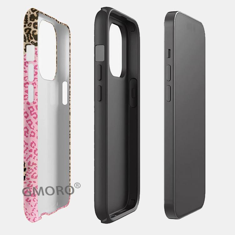 Ozon Popular Splicing Leopard Print Love Apple 16 Magnetic Mobile Phone Case Two-in-one Film Case iPhone17 Anti-drop