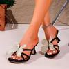 2025 Brand Ladies Shoes Open Toe Women's Slippers Outdoor Dress Plus Size Floral Best Seller Elegant High Heels Zapatos