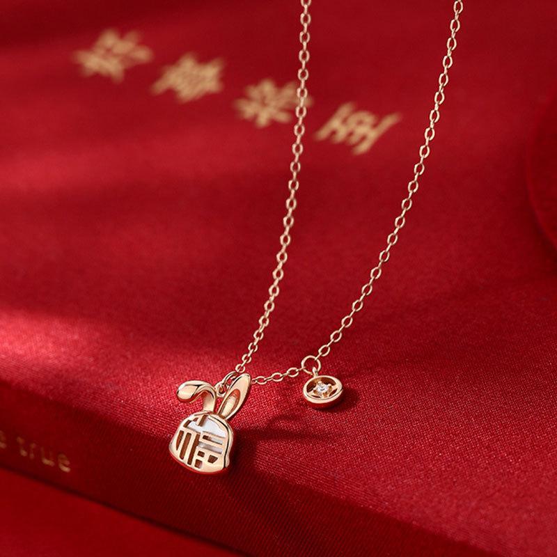 The Year of The Rabbit Necklace for The Year of The Nation for Women's New Sweater Chain Niche Design Collarbone Chain