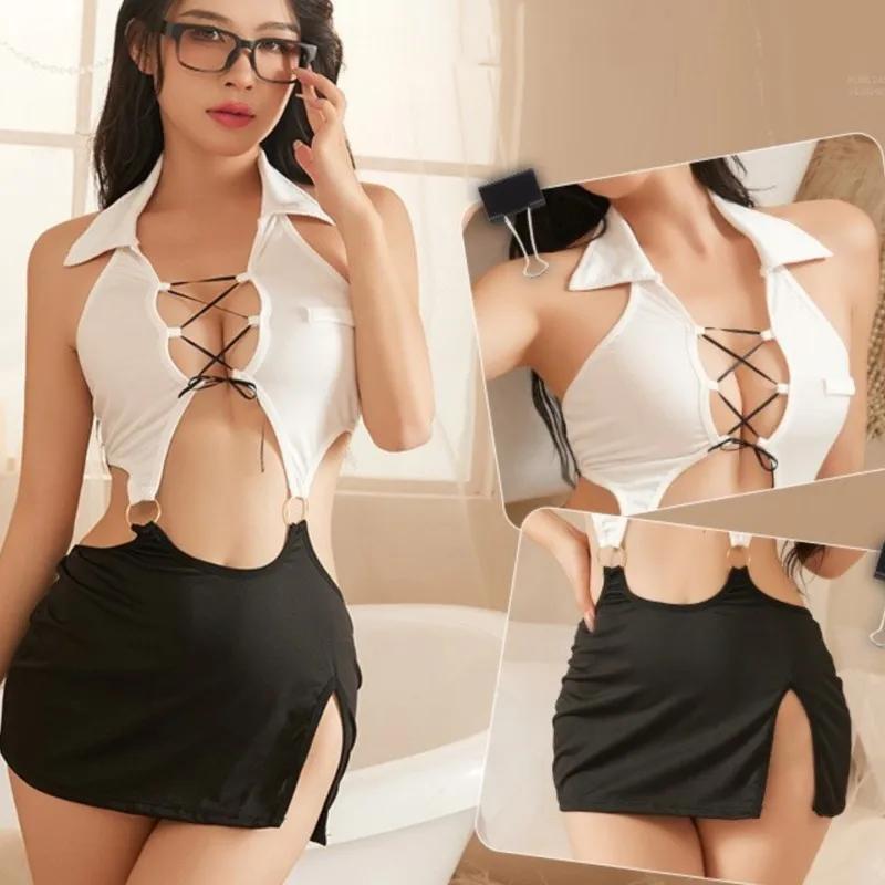 Sexy Lingerie Woman Secretary Pack Hip Skirt Nightclub Large Uniform Temptation Sex Babydoll Erotic Sexy Women's Costume