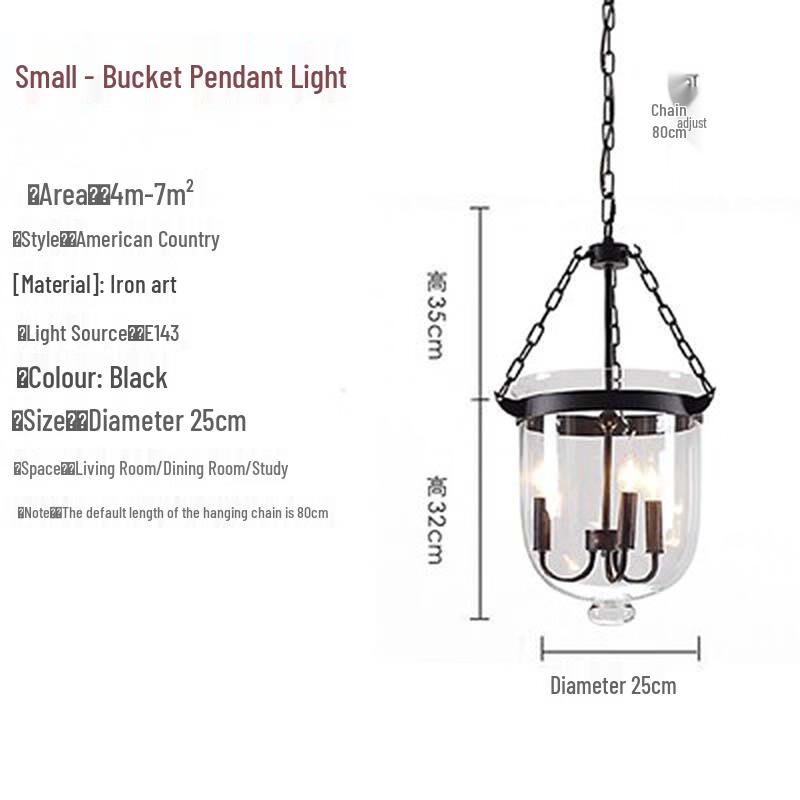 UOSU American Country Round Glass Pendant Light Small