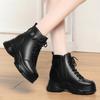 Thick-soled women's winter velvet thickened Martin boots lace-up side zipper small leather boots short tube comfortable