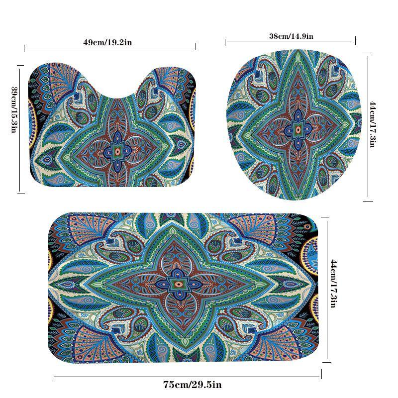 Colorful Bohemian Dinosaur Stone 3d Digital Printing Waterproof Polyester Shower Curtain For Vibrant Bathroom Decor