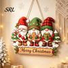 Cute Dwarf Seasonal Ornament Christmas Gnome Wooden Hanging Pendant, Cartoon Ornament, Merry Party Decor Door Sign for Home Shop Holiday Decoration