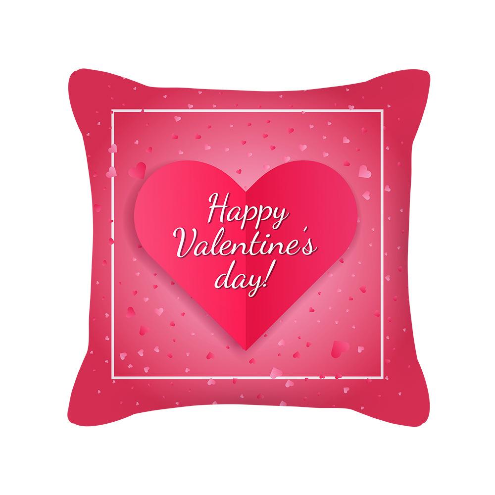 Peach Skin Pillowcase Valentine's Day Pillowcase Pink Heart-shaped Pillow Romantic Series Home Decoration Sofa Cushion Cover
