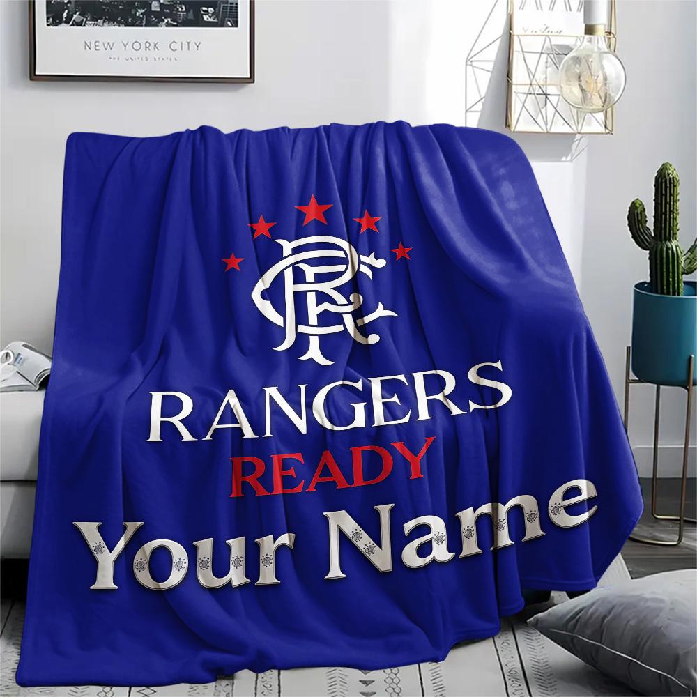 1PC Custom Name Rangers F.C Patterned Flannel Blanket Suitable For All Seasons for Home Decor Warmth and Comfort Gifts Holiday Present -HE182