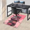 1pc Anime Cartoon Design Office Chair Mat - Pink Building with Japanese Characters and Flags - Non-Slip Carpet for Home Decor, Living Room, Bedroom, G