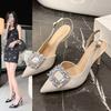 French sandals pointed stiletto high heels women's outer wear 2025 summer new bag head sandals flower rhinestone stiletto
