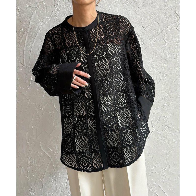 

Весна Новинка K-style Мода круглый вырез Прозрачная Вырез Крючком Кружевная Рубашка Однобортный Кардиган Туп Одежда для Защиты от Солнца для Женщин Black Free size