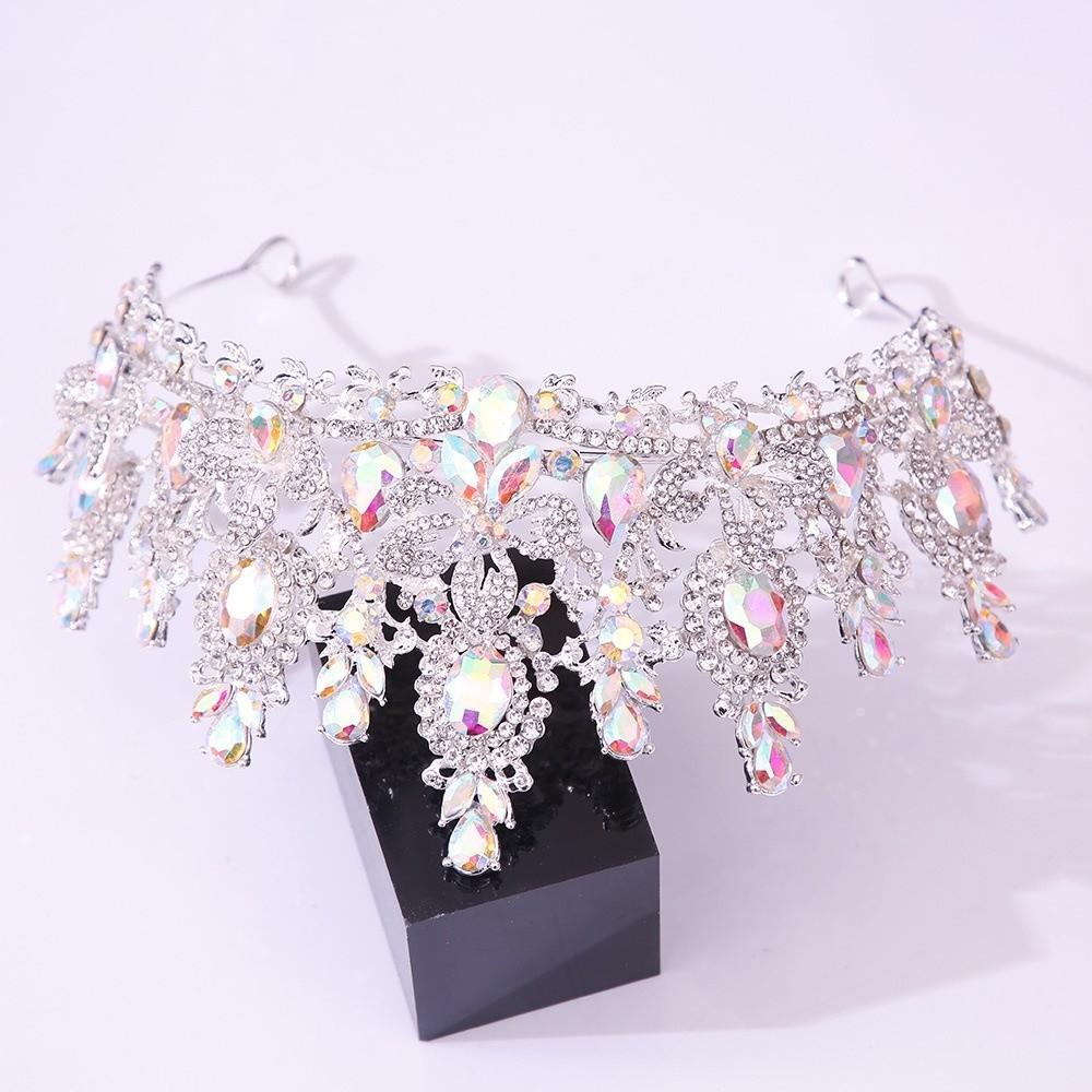 Handmade Crystal Crown Exquisite Baroque Headpiece Rhinestone Headband Bridal Tiara Bridesmaid