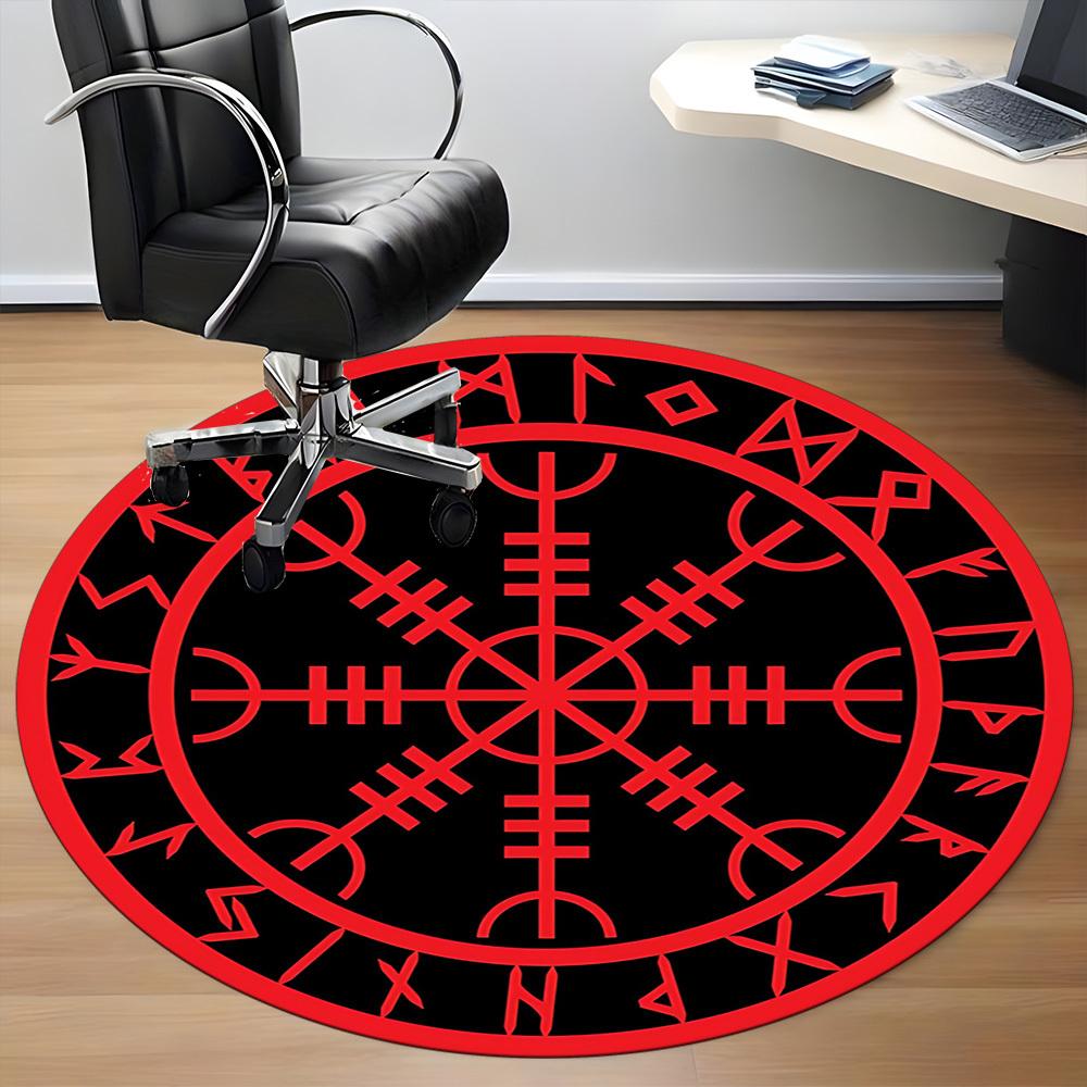 1pc Viking Compass Office Round Area Rug, Under Office Chairs Bedroom Living Room Home Decor, Room Deco, Available In Various Sizes