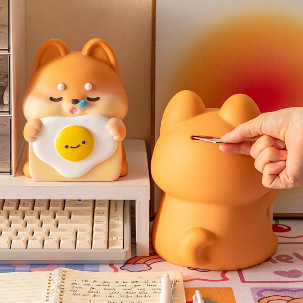 Resistant Fall Cartoon Dog Money Box Vinyl Saving Box Animal Figurines Money Boxes  Children Use
