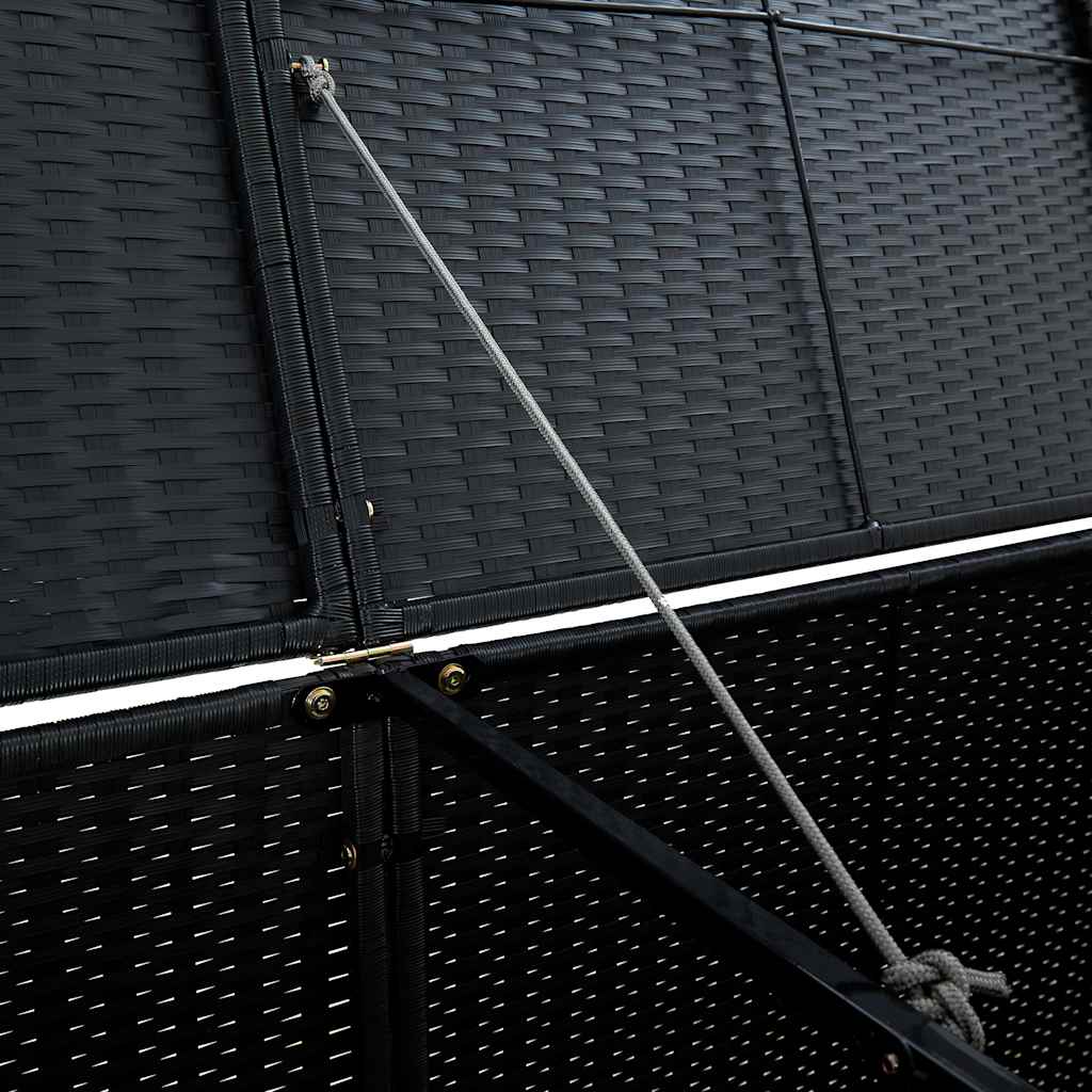 2 Bin Waste Bin Enclosure In Black Poly Rattan 148 X 80 X 111 Cm