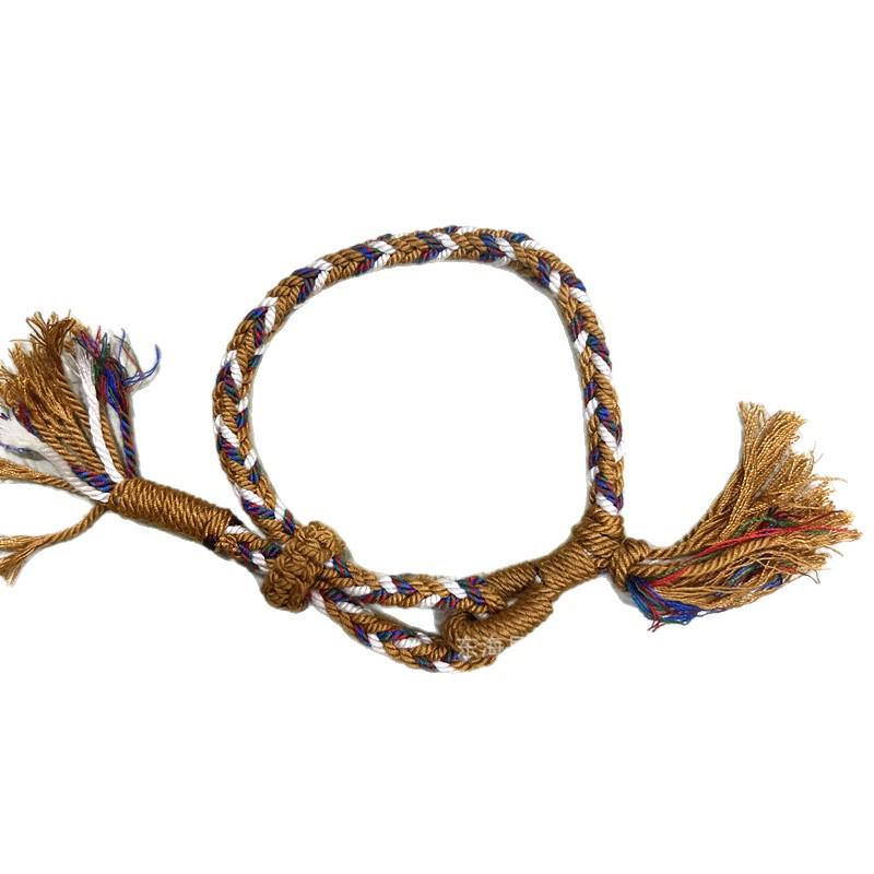 Tibetan Wealth Gods Handmade Eight-Strand Braided Bracelet with Green Tara Thangka