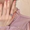 Elegant Women's Adjustable Sweet Pink Zirconia Bow Ring for Index Finger