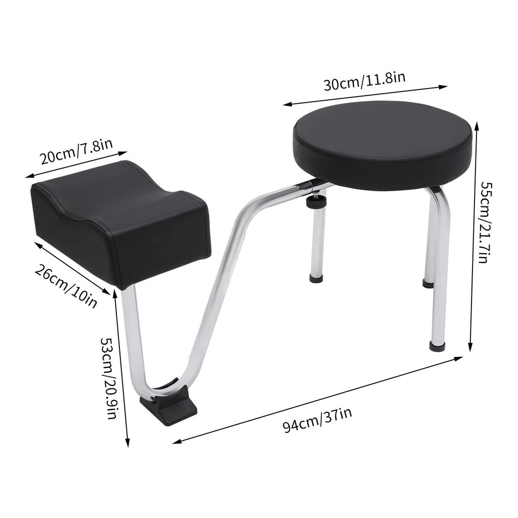 Sgabello Regolabile per Pedicure in Ferro con Poggiapiedi in PVC 22LBS di Carico Imbottitura Morbida in Cotone Antiscivolo per Salone Spa Manicurista