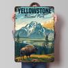 Yellowstone Nationalpark Gedruckte Poster Anpassbare Wandkunst Retro Vintage Metallblechschilder für Zuhause Zimmer Gamer Dekoration
