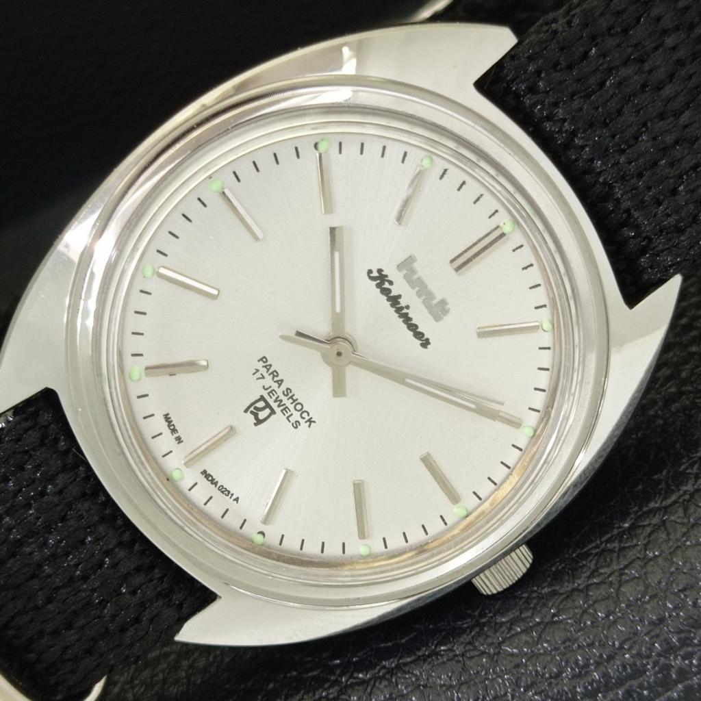 HAND-WINDING VINTAGE HMT KOHINOOR INDIAN MENS SILVER COLOR DIAL WATCH a440974-4 HT-a440974