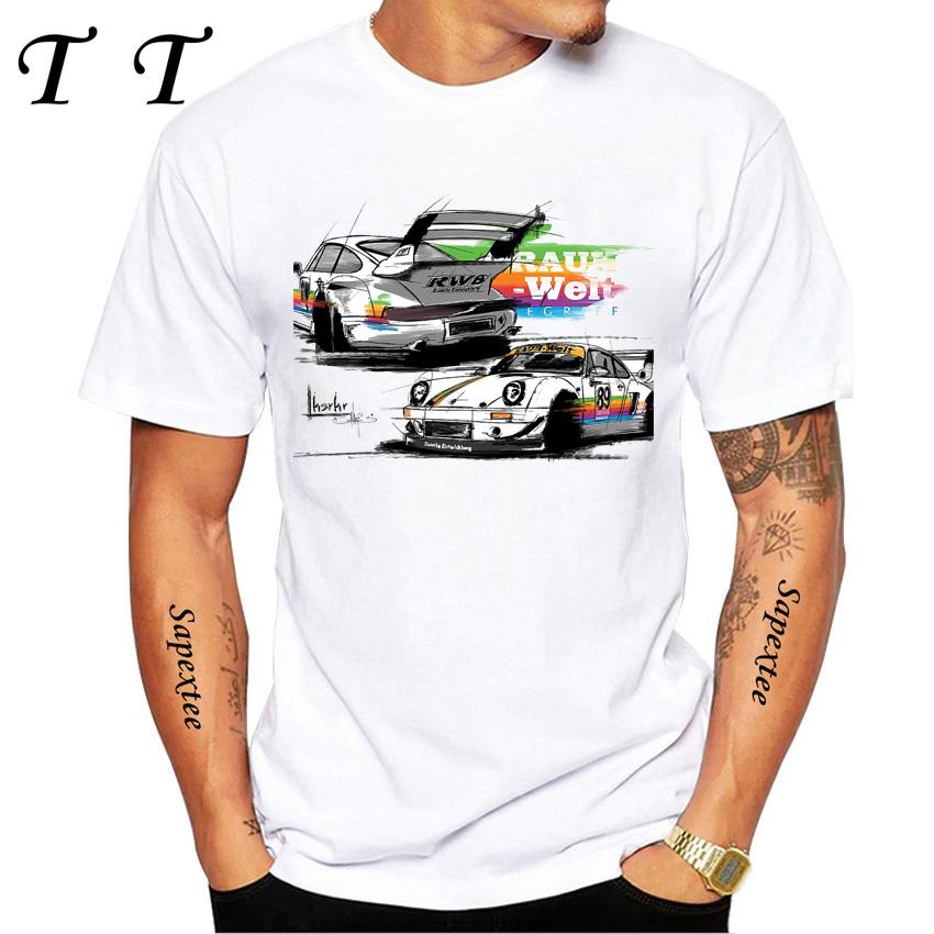 New Summer Men Short Sleeve Retro Turbo RWB 993 T-Shirt Hip Hop Casual Tops Vintage Harajuku Sport Car Fashion White Tees