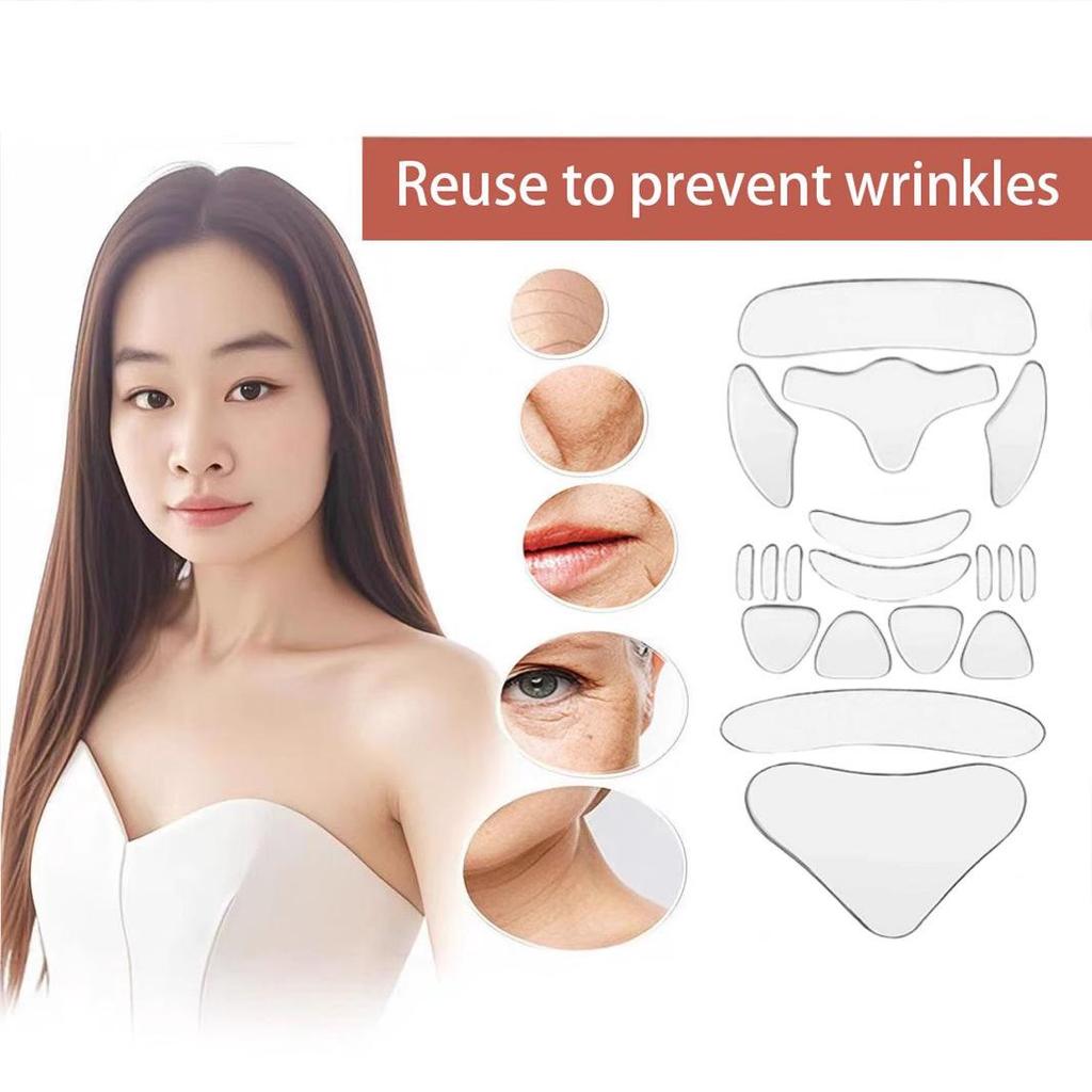 Reusable Silicone Anti-Wrinkle Patch Set: Neck, Forehead, and T-Shaped Breast (11 Pieces)