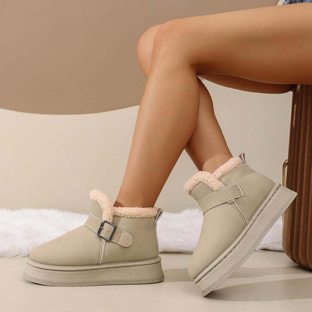 Winter Platform Cotton Shoes 2025 Medium-top Fleece Boots Versatile Niche Women's Snow Boots Warm Shoes