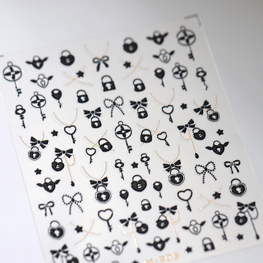 Metal Sticker Nail 3D Kawai Dreamy Star-dotted Butterfly Nail Charms Stickers 5D Ribbon With Love Embossed Nail Art Stickers DIY