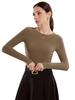 Damen Kaschmir-Mischung Langarm Baselayer Top - Hautfreundlich, Herbst/Winter Rundhals Pendel-Essential