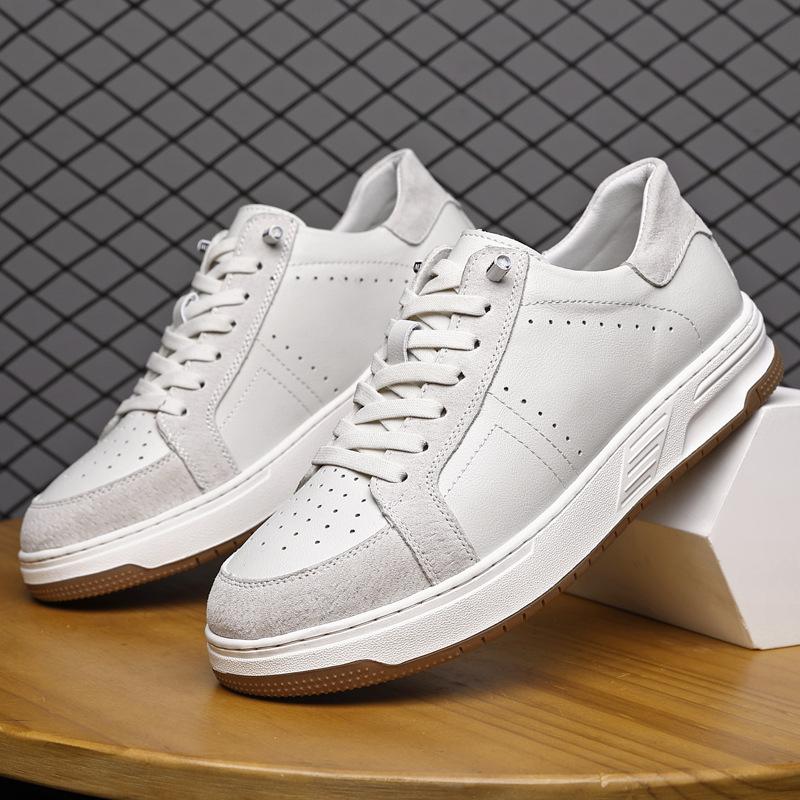 Frühlings Herrenschuhe neu Retro Board Schuhe Herrenschuhe echtes Leder Sport und Freizeit weißer Hintergrund vielseitige Farbkombination Herrenlederschuhe