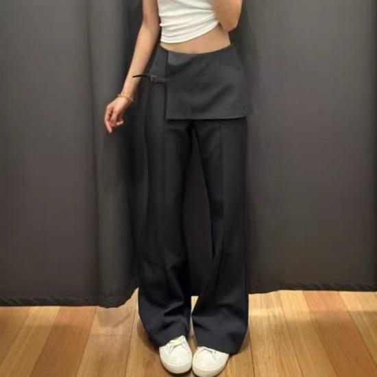 Spring Summer Women's Irregular Micro-Flare Wide-Leg Low-Waist Casual Pants
