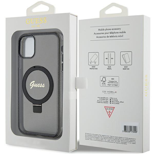 Guess Guhmn61Hrsgsk Iphone 11 / Xr 6.1 Czarny/Black Hardcase Ring Stand Script Glitter Magsafe