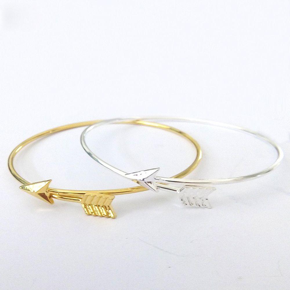2pcs Jewerly Women Gothic Adjustable Open Bangle Arrow Bracelet Upper Arm Cuff