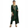 Kaari Women’s Embroidered Kurta Set with Dupatta, Straight Fit Silk Blend Kurta with Zari Work & Cotton Dupatta