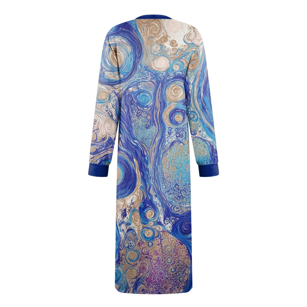 Women's Nightgown Long Loungewear V-neck Nightdress With Pockets