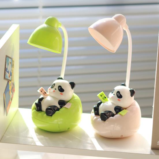 Panda Night Light LED Desk Nightstand Reading Lamp with Drawer Dimmable Rechargeable Panda Table Lamp for Kids' Room Bedroom