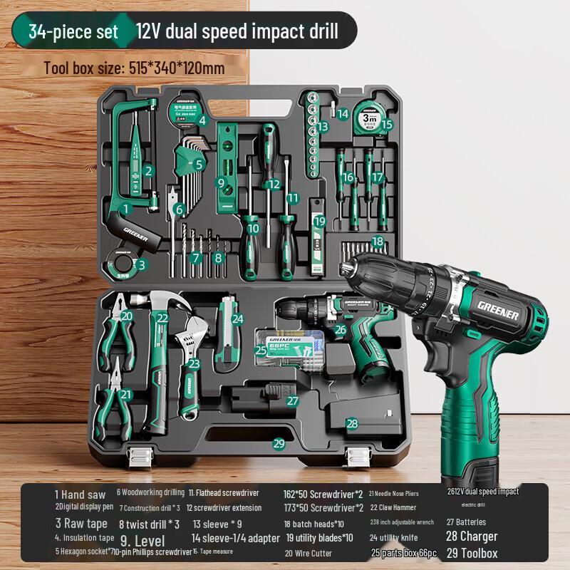 GREENER 21V Cordless Household Tool Kit CN Plug (adapter Included)
