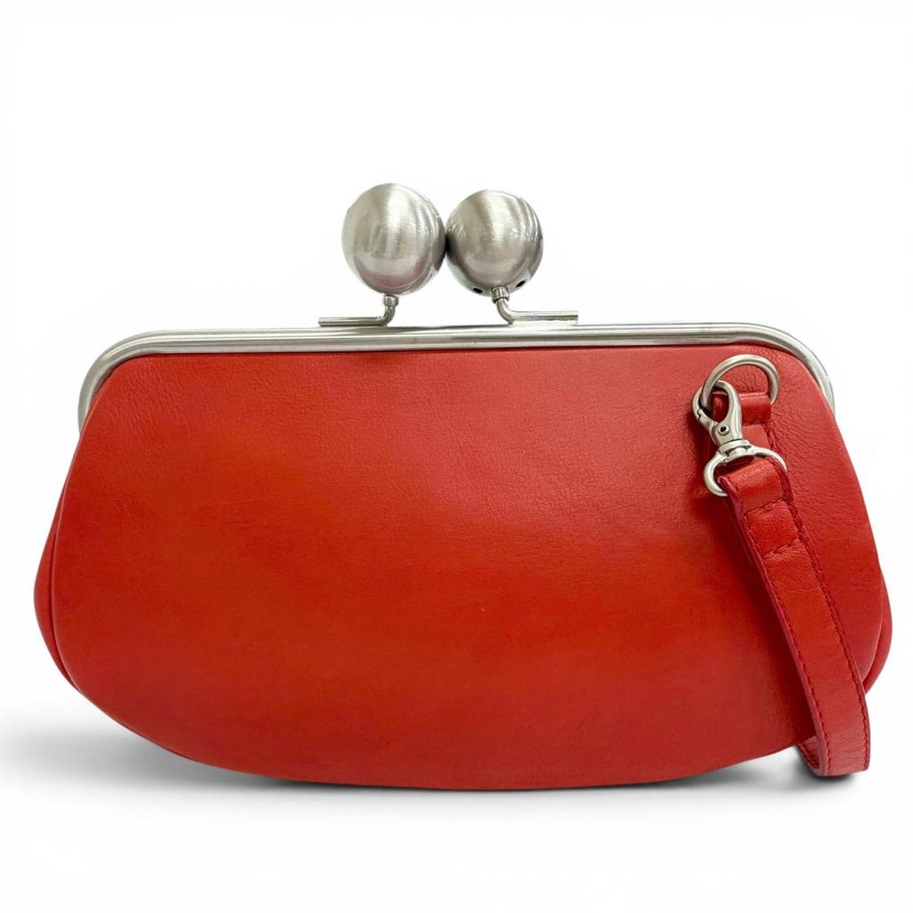 Pristine kawa-kawa Shoulder Bag Clasp-closure 3-way handbag/clutch bag Red  Used
